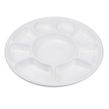 9 Bagasse Compartment Round Meal Tray